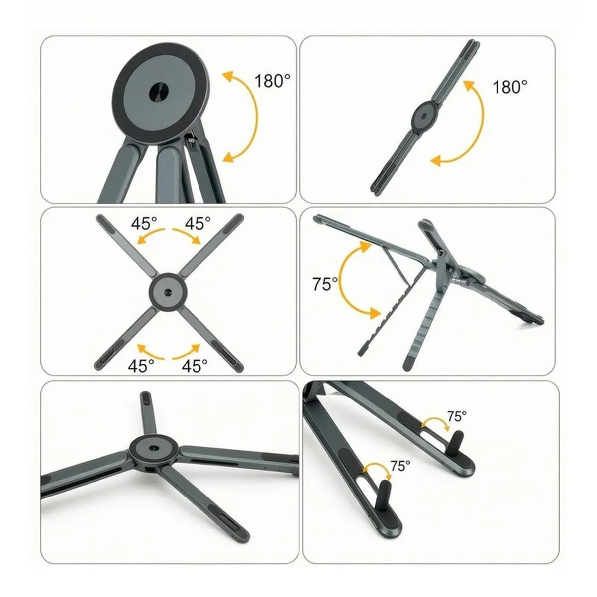 Support D’ordinateur Portable Pliable 3 En 1 Avec Support Téléphone Magnétique