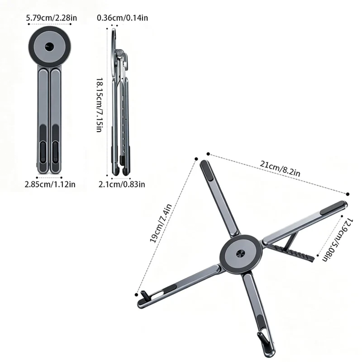 Support D’ordinateur Portable Pliable 3 En 1 Avec Support Téléphone Magnétique